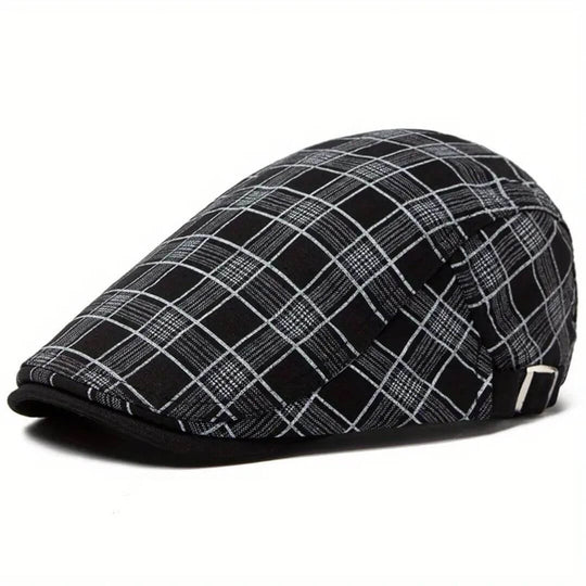 Linen-Cotton Plaid Flat Cap | WELLINGTON