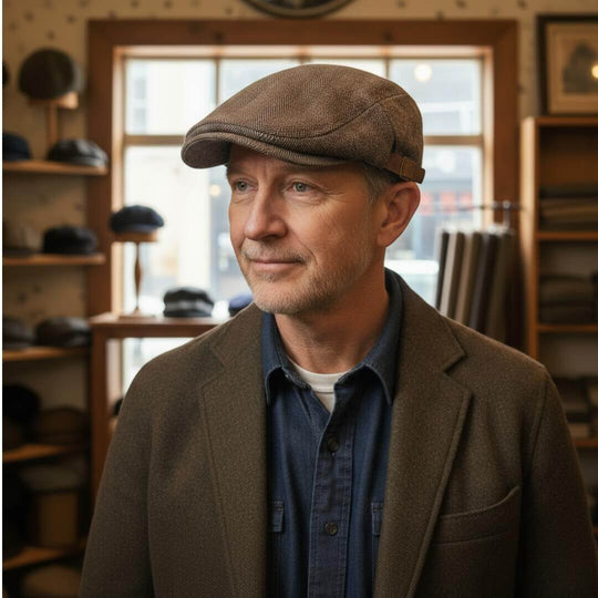 Wool Herringbone Flat Cap | SCOTTSDALE